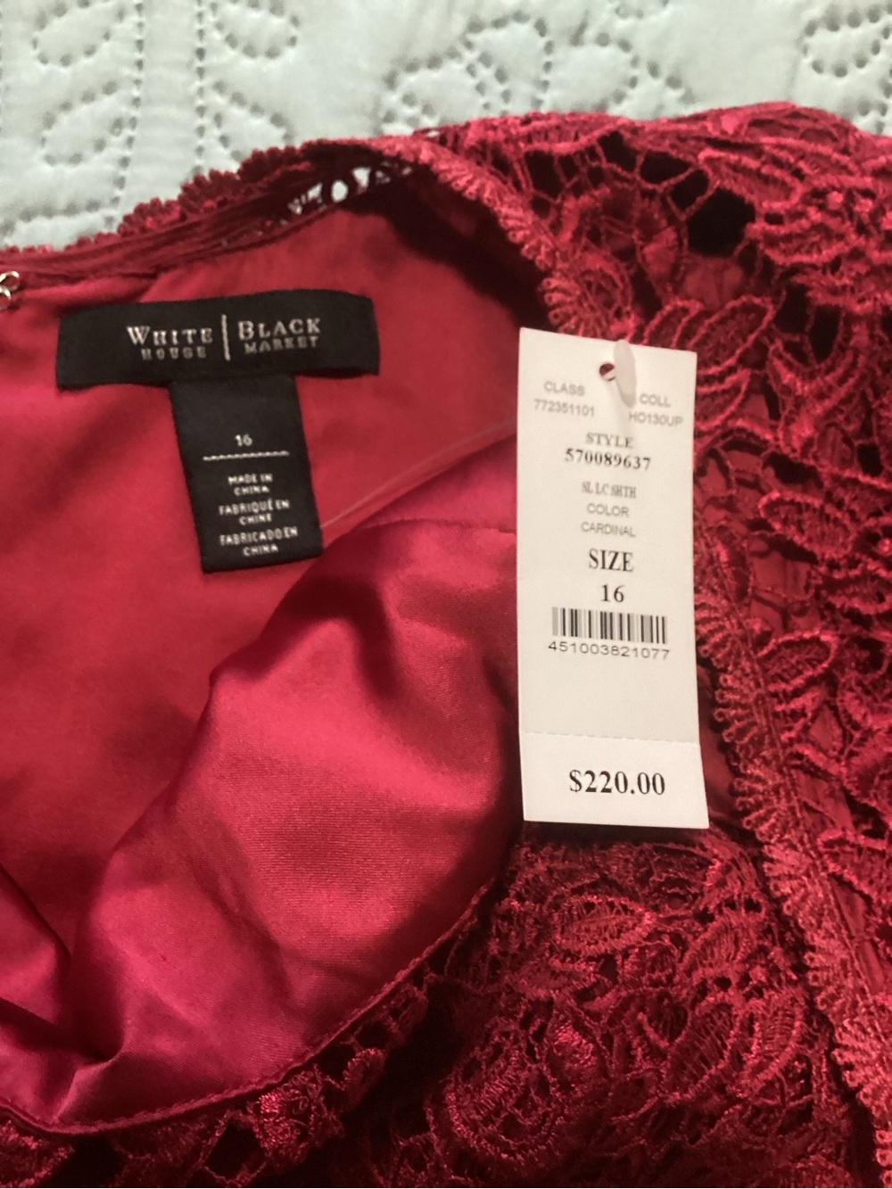 White House Black Market Red Lace Midi Dress - Picture 4 of 4